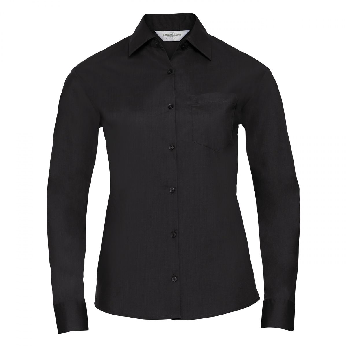 Russell Collection Damen/Herren Langarmhemd (Schwarz)