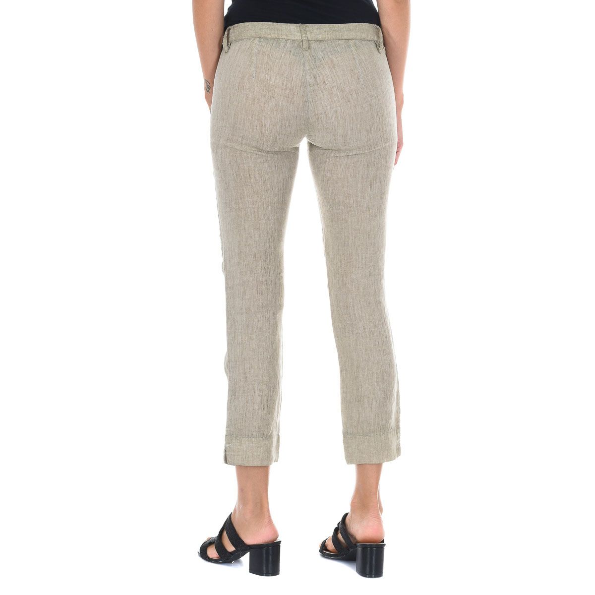 Verkürzte Stoffhose mit Struktur