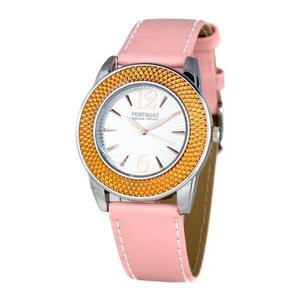 Rosa Leder Quarz Modeuhr