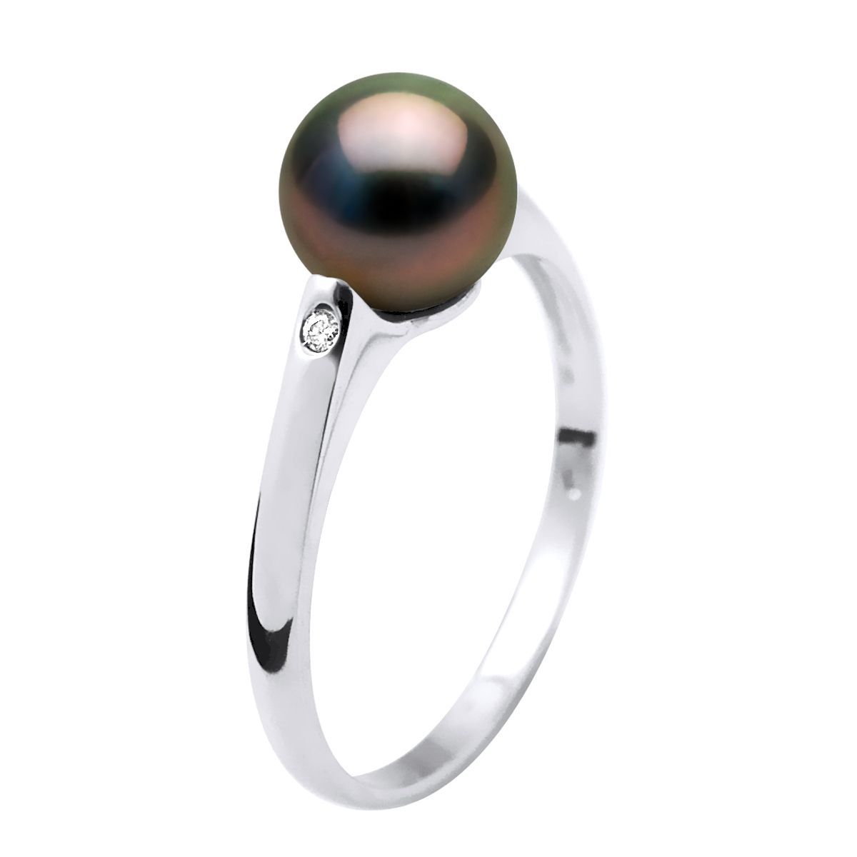Solitärring mit Tahiti-Perle und Diamanten
