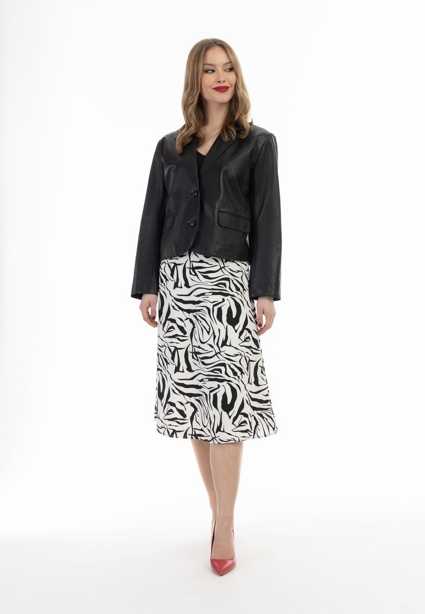 Zebra-Print Midi-Rock in A-Linie