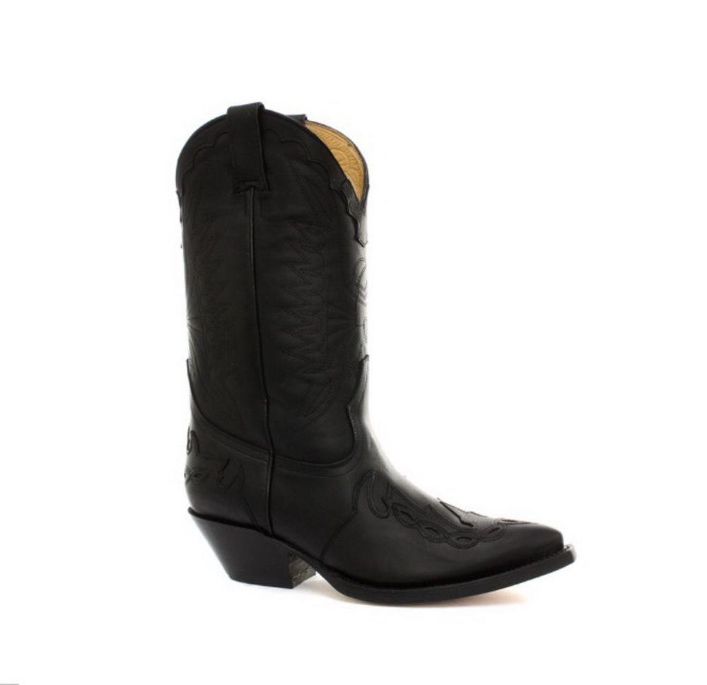 Schwarze Western Cowboy Stiefel aus Leder