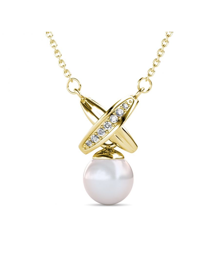 Elegante Perlenkette mit Kristall-Kreuz