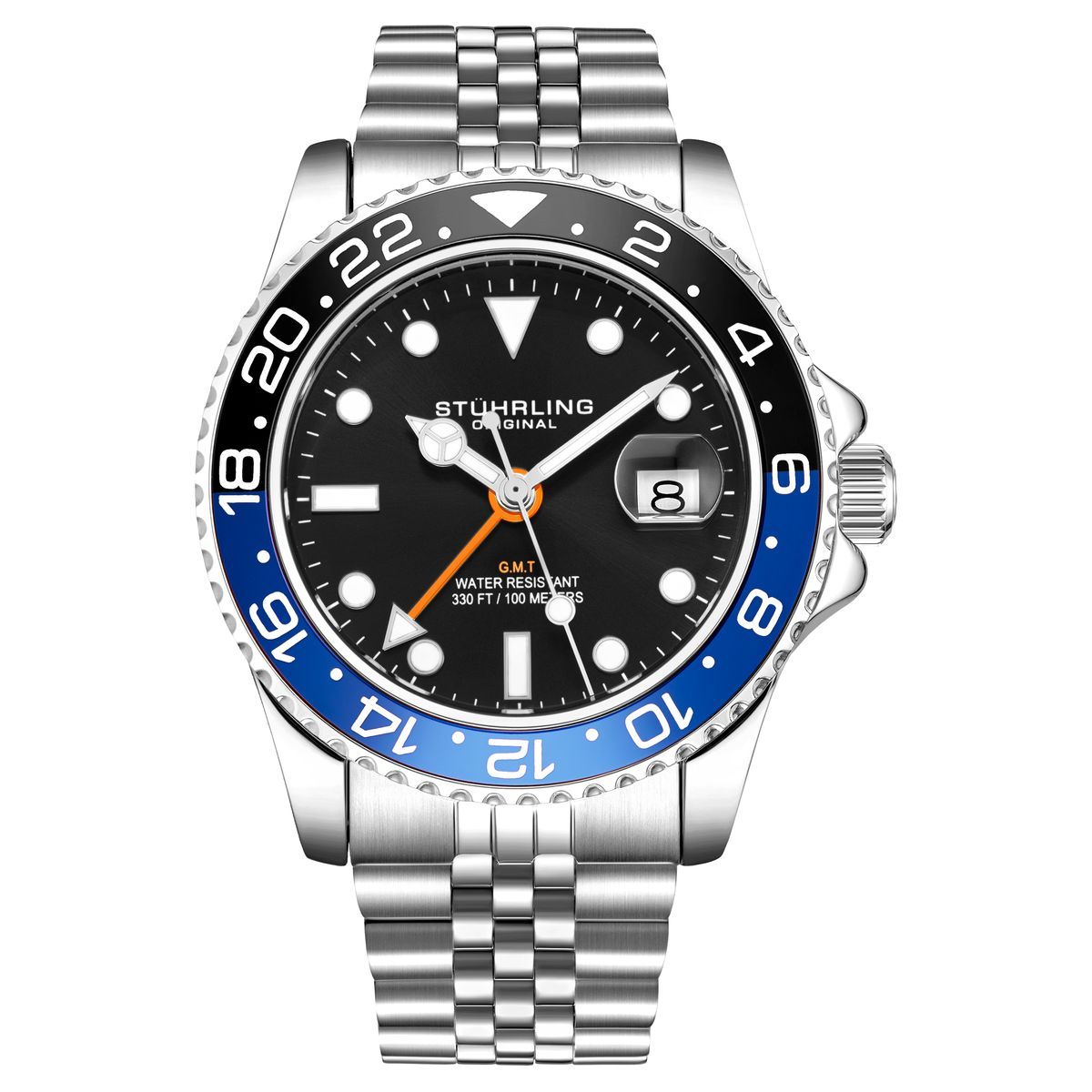 Schwarzblaue GMT Quarzuhr