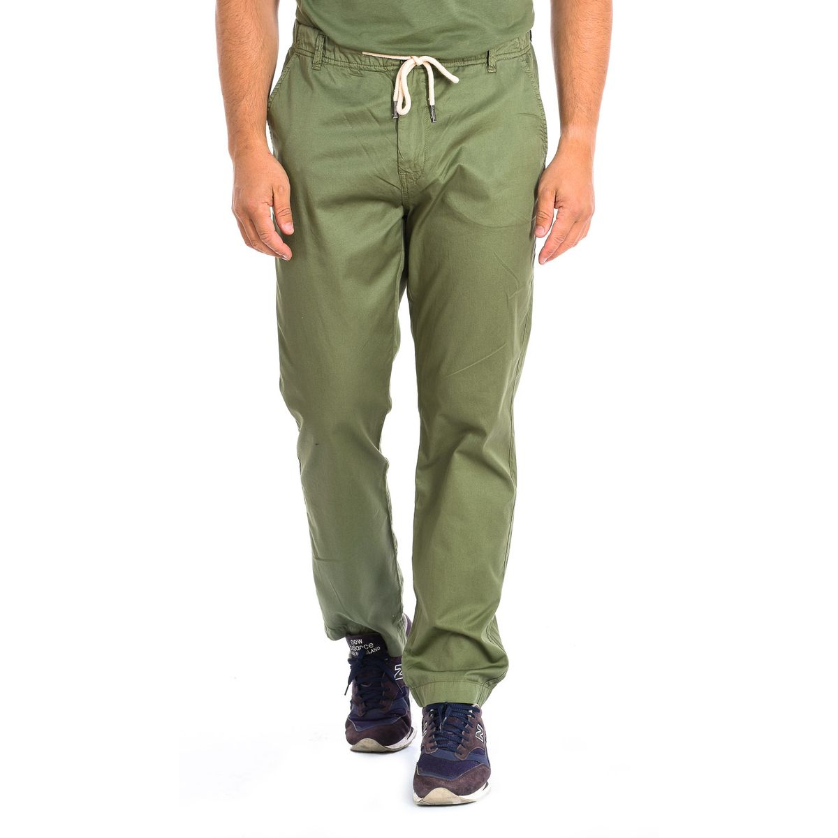 Herren Chino Hose mit geradem Bein in Oliv