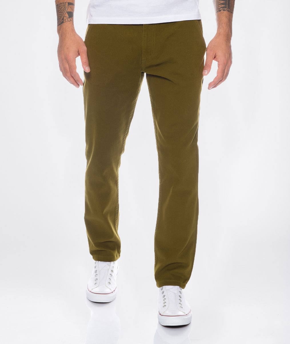 Herren Olivgrüne Chino Hose