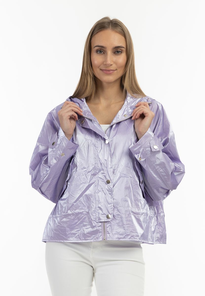 Leichte Metallic-Übergangsjacke mit Kapuze