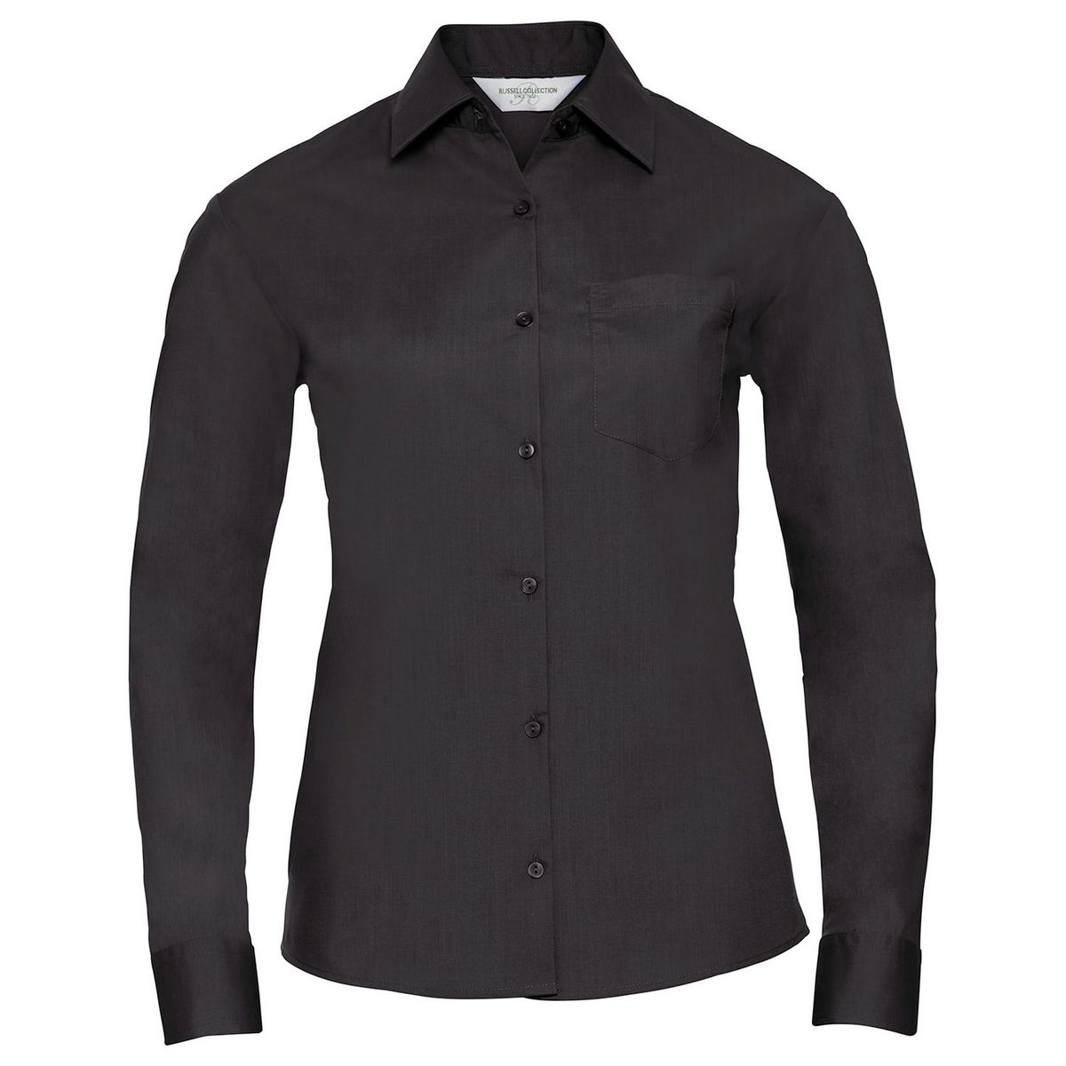 Russell Collection - Formelles Hemd Pflegeleicht für Damen Langärmlig (Schwarz)