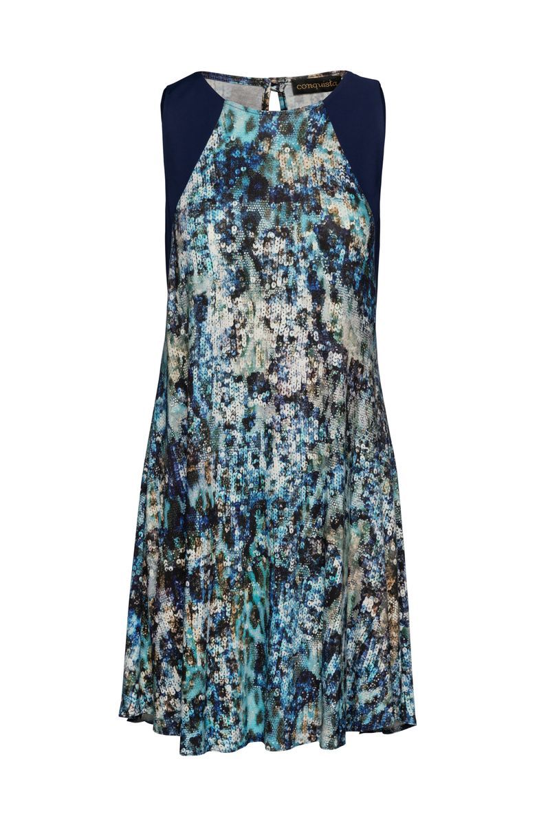 Bedrucktes ärmelloses Kleid in A-Linie