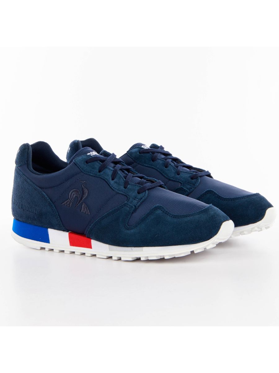 Marineblaue Sneakers mit Trikolore-Details