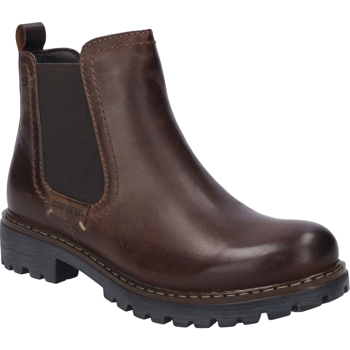 Chelsea-Stiefelette aus Leder mit Profilsohle