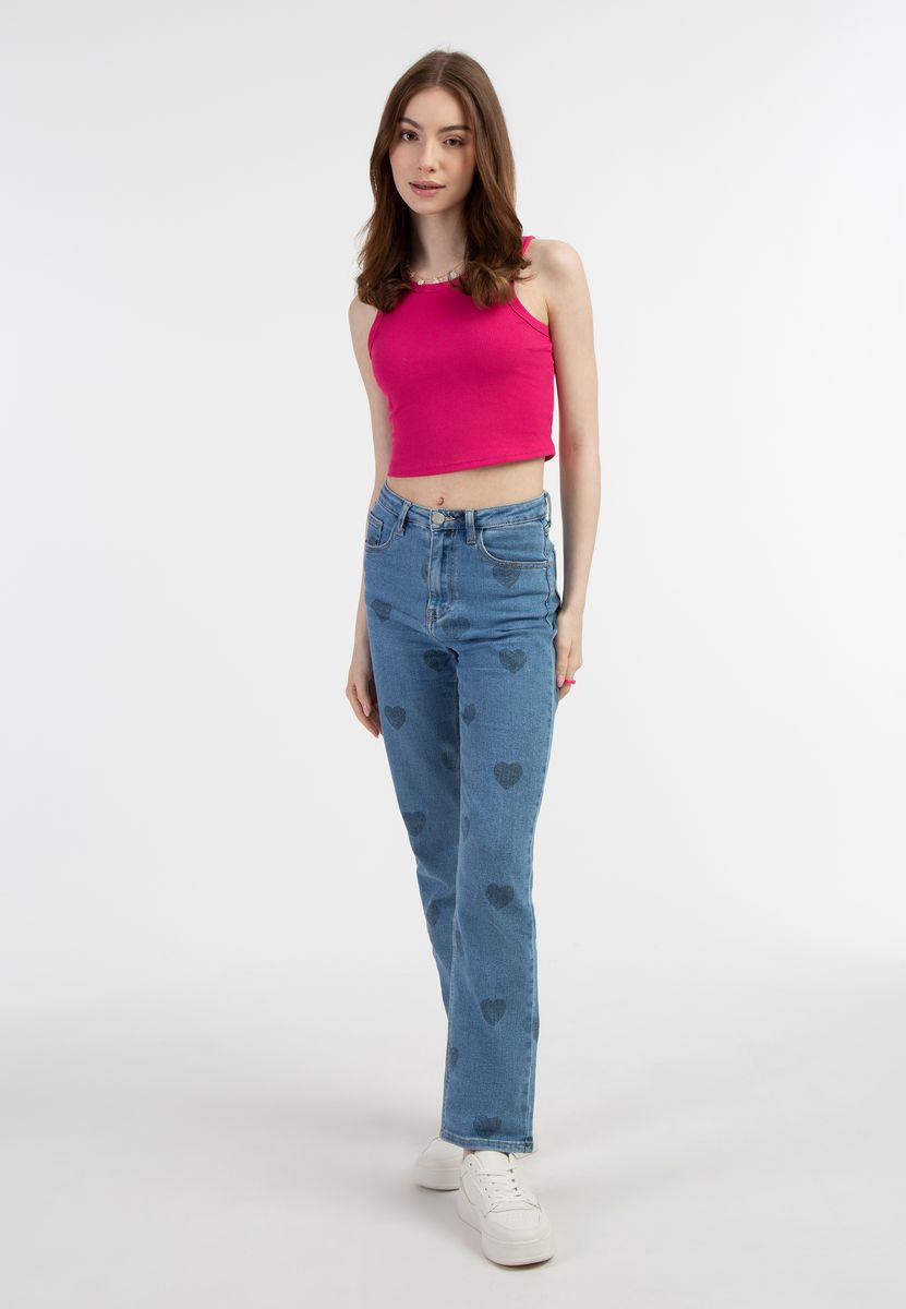 Geripptes Figurbetontes Crop Tank-Top