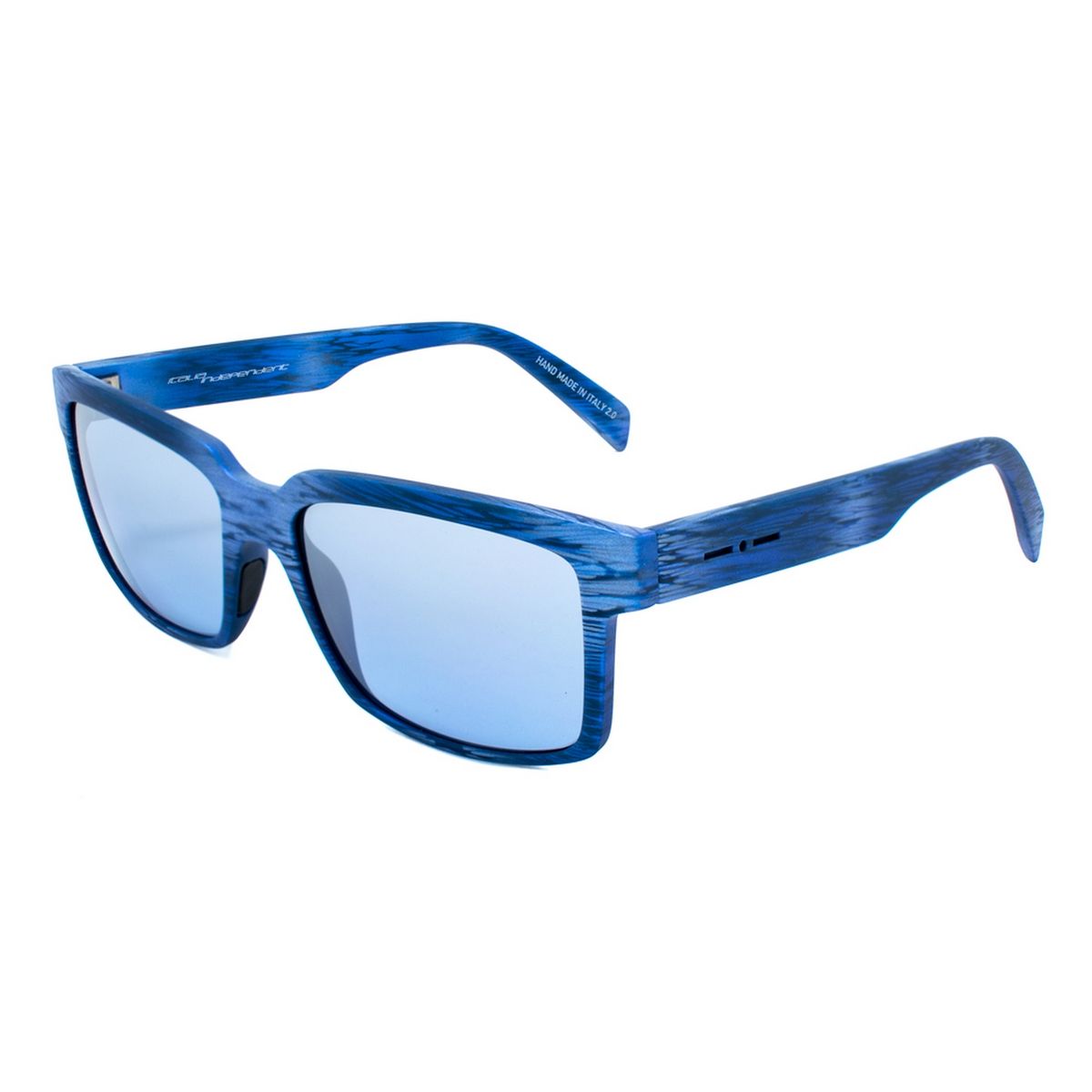 Rechteckige Sonnenbrille mit blauem Acetatrahmen