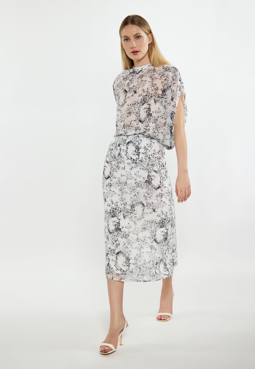 Eleganter Toile-de-Jouy Midi-Rock