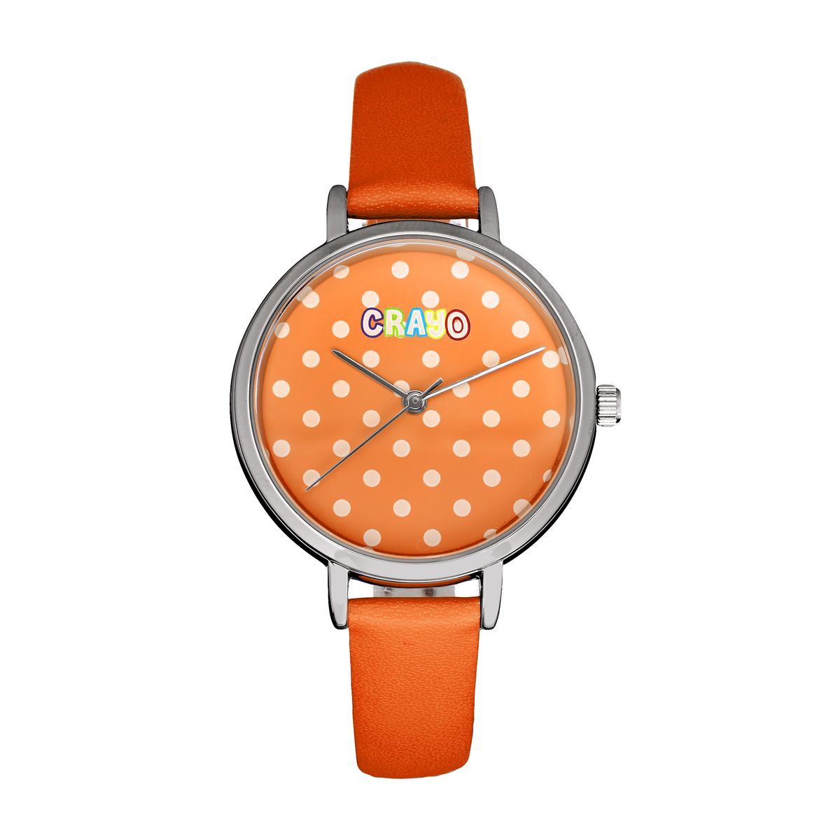Orangefarbene Modeuhr mit Polka Dots