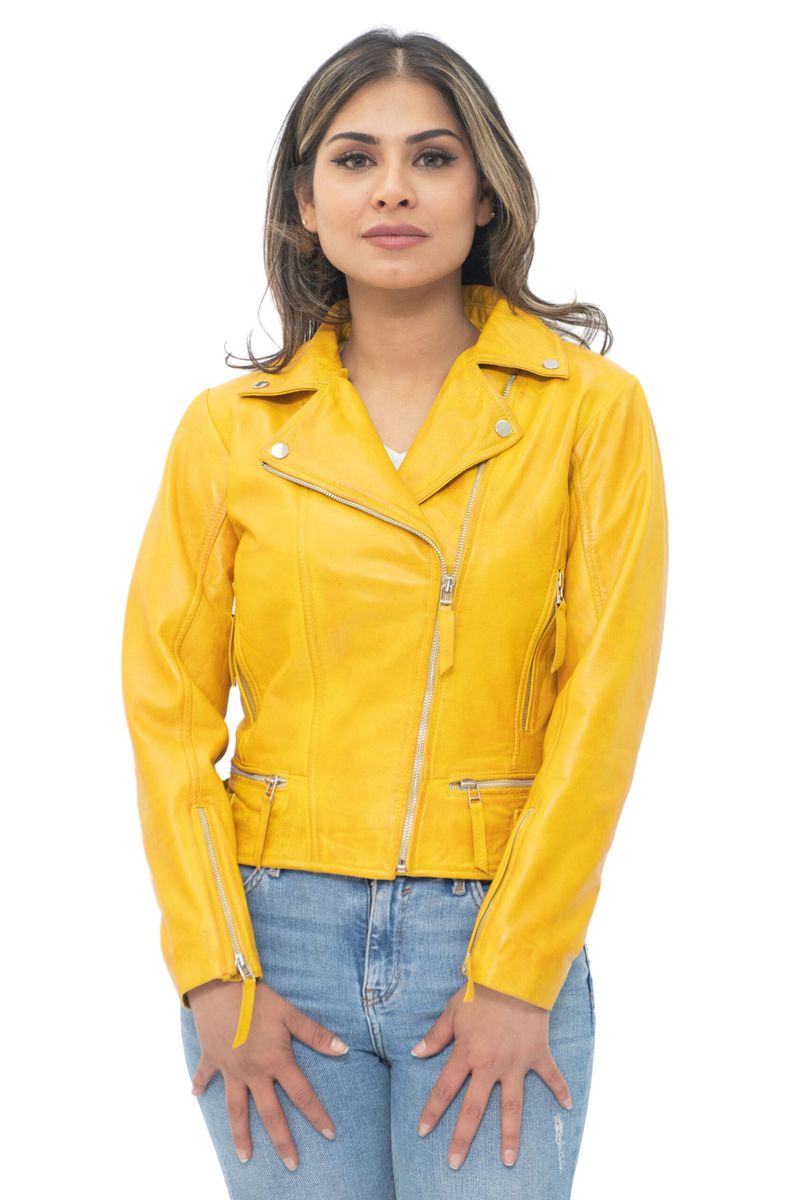 Braune Leder Bikerjacke Damen