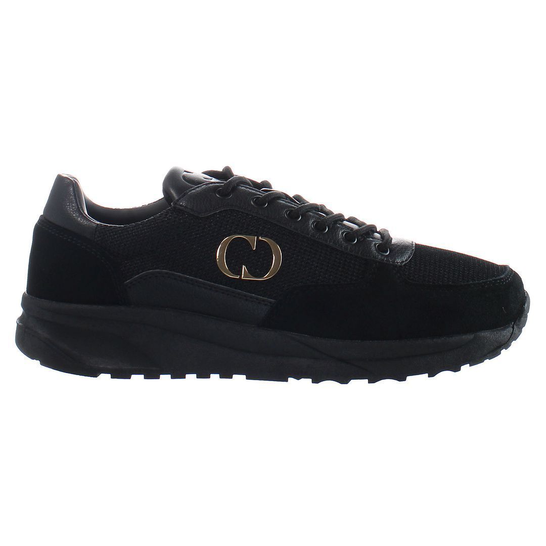 Moderner, komplett schwarzer Low-Top-Trainer