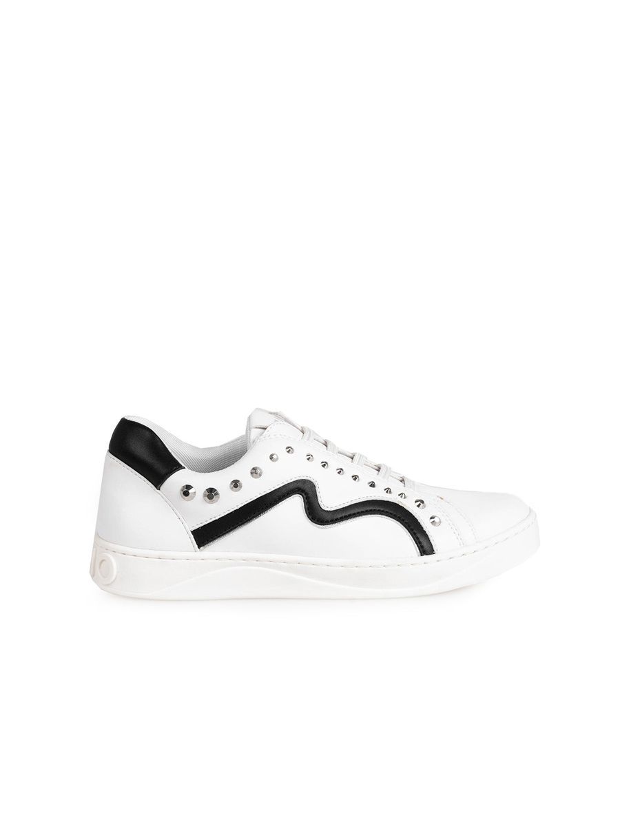 Weiße Leder-Sneakers mit Akzenten