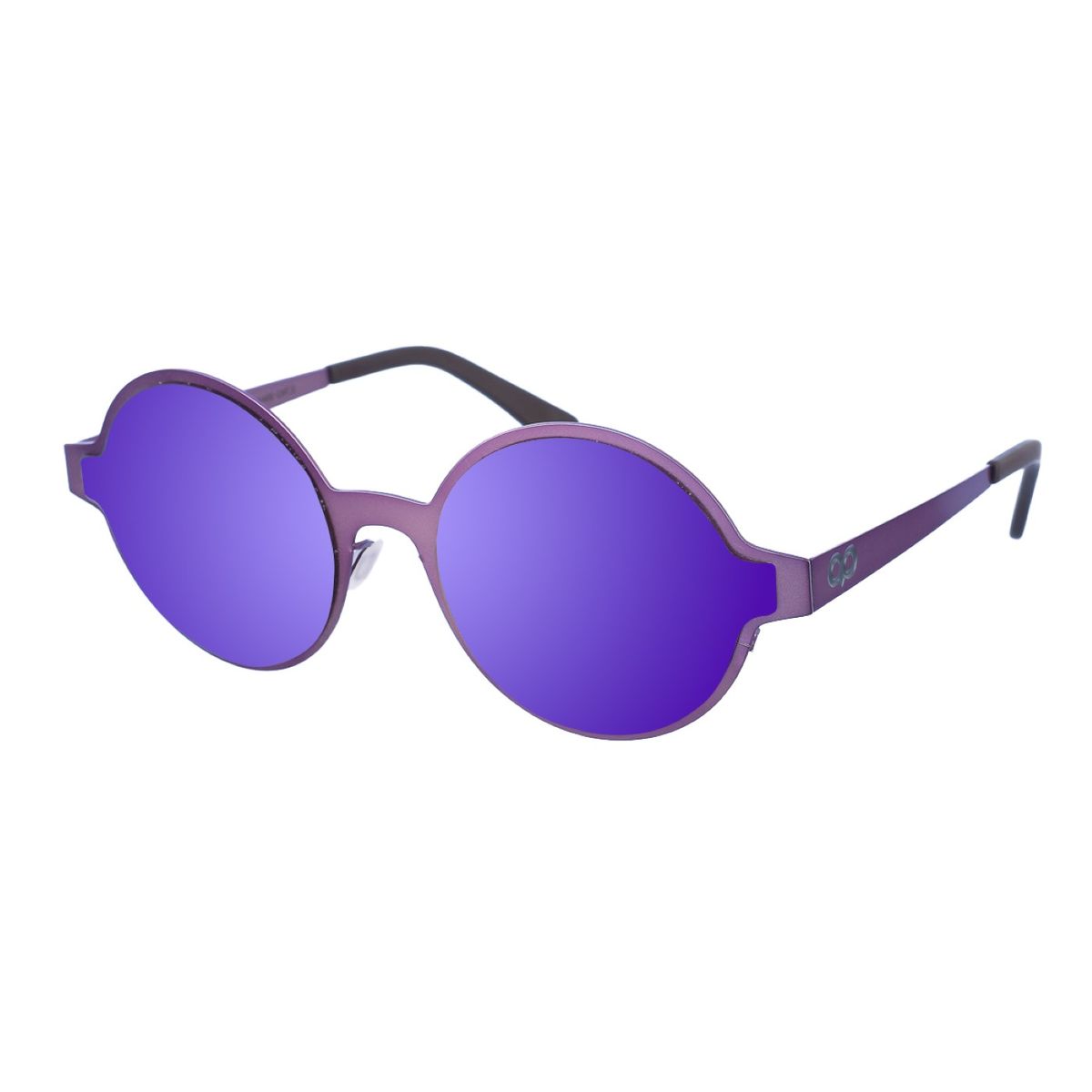Runde Sonnenbrille mit lila Metallrahmen