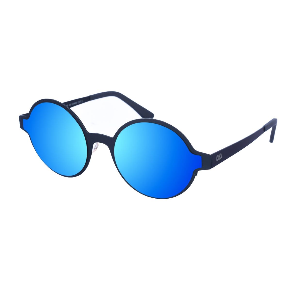 Runde Sonnenbrille mit lila Metallrahmen