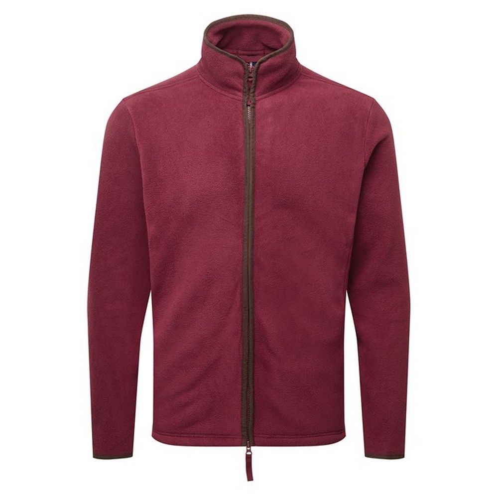 Herren Fleecejacke mit Burgunder-Reißverschluss