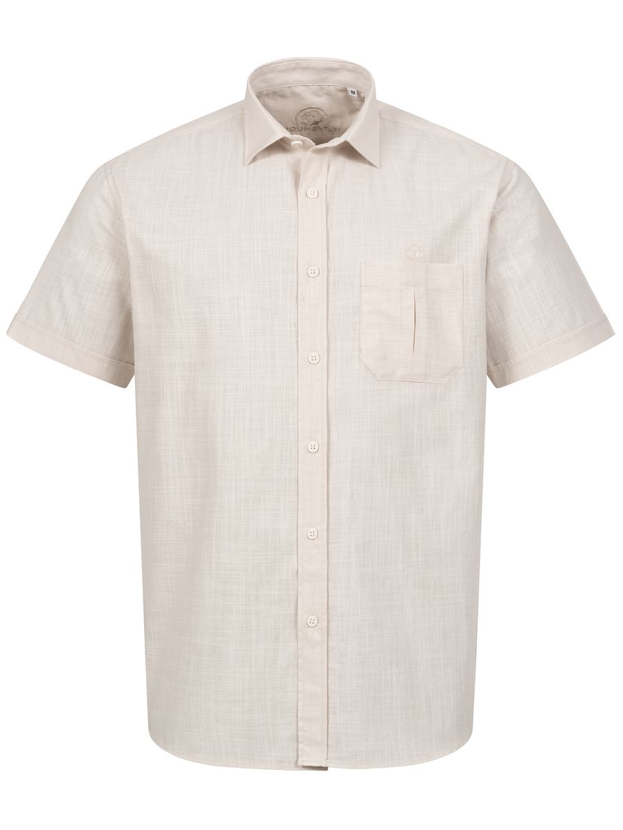 Herren Beige Hemd im Leinen-Look mit Stehkragen
