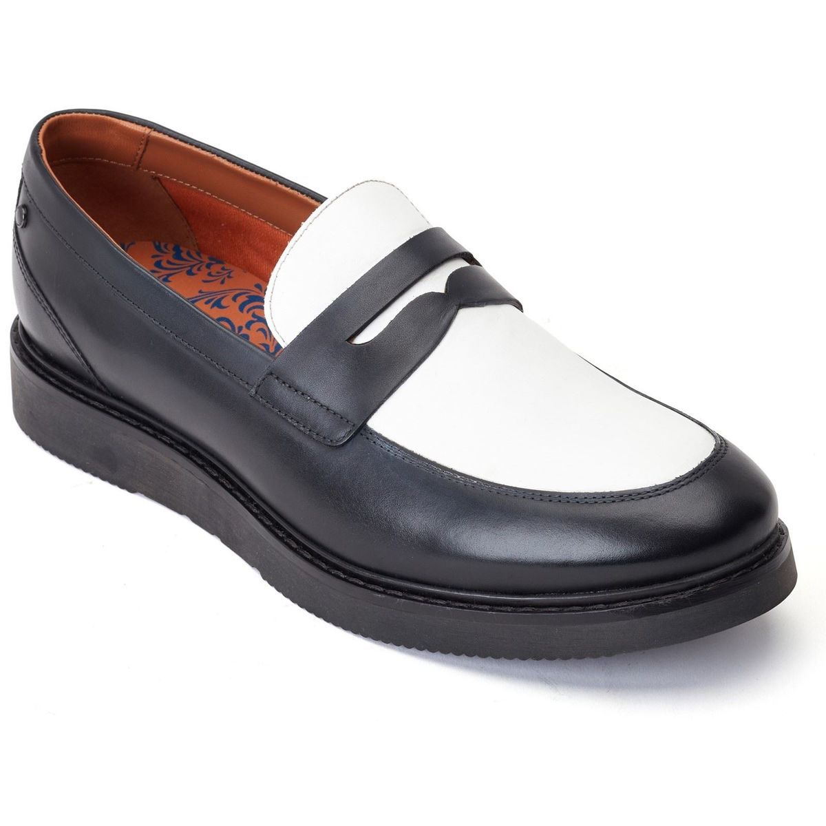 Base London Sid Leder Herrenschuhe Schwarz/Weiß