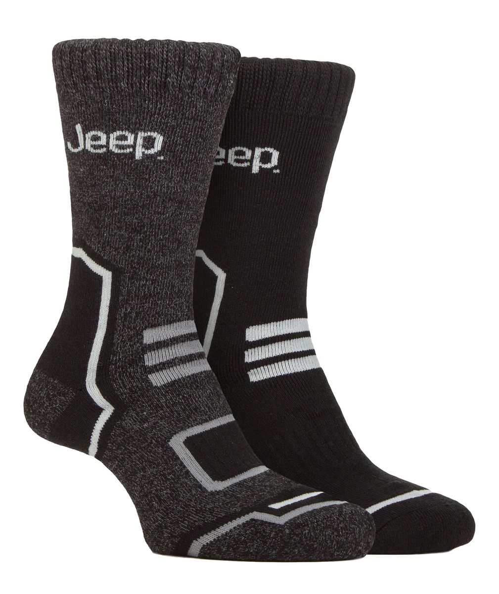 Mens Thermal Winter Socken | Jeep | Thick Ribbed Design Warm gestrickt Boot Socken | Chunky Performance Socken - Schwarz / Charcoal
