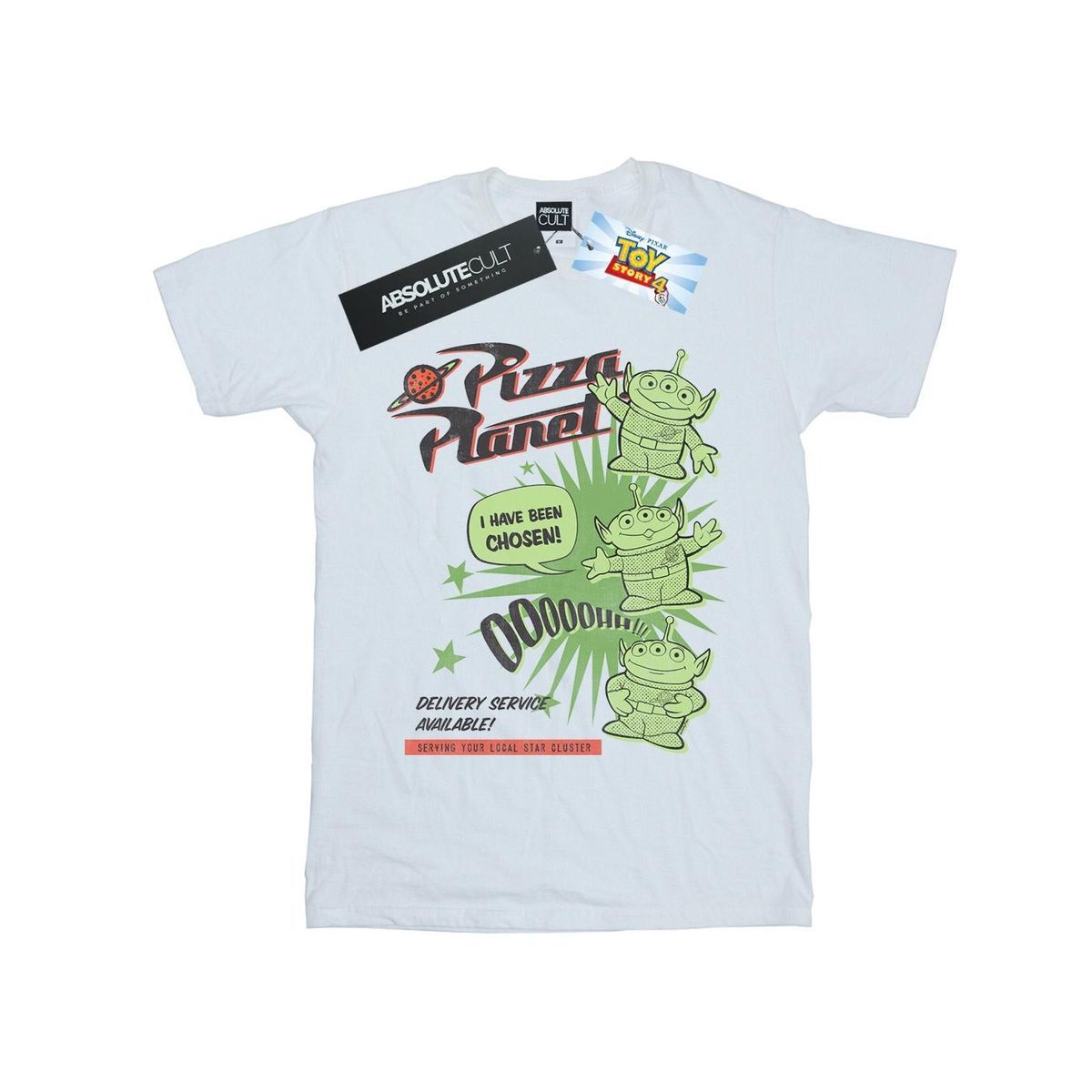 Disney Herren Toy Story 4 Pizza Planet Little Green Herren T-Shirt (weiß)