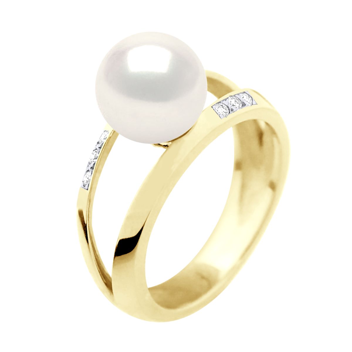 Goldring mit Perle und Diamanten