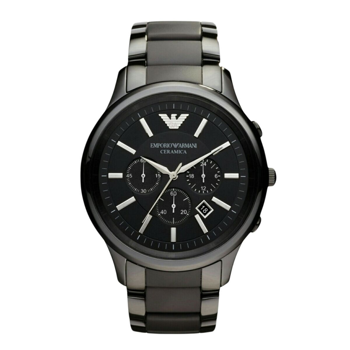 Elegante dunkelgraue Chronographenuhr aus Keramik