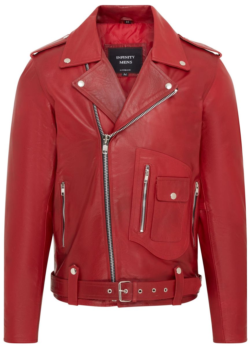 Rote Leder Brando Bikerjacke