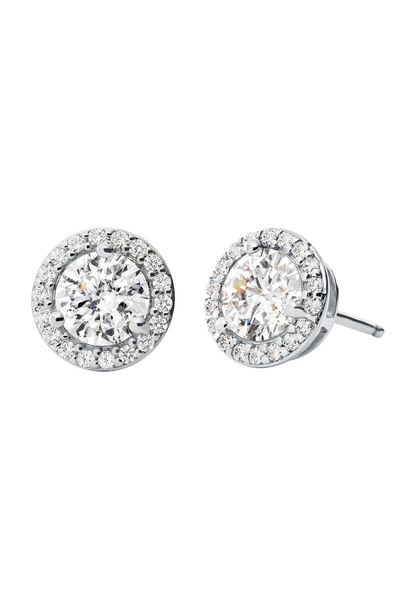 Halo Runde Ohrstecker Silber