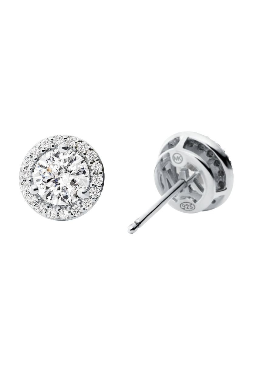 Halo Runde Ohrstecker Silber