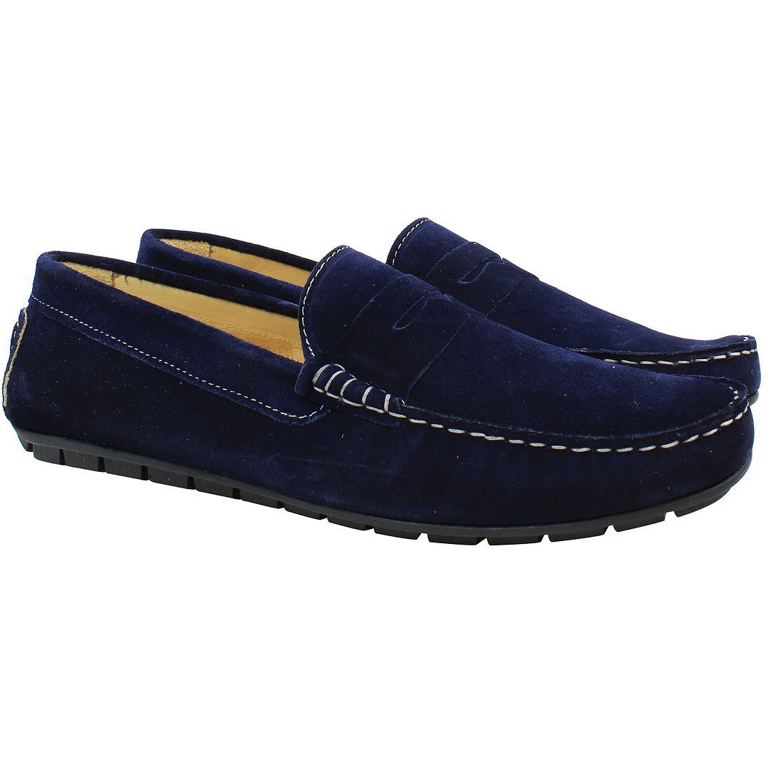 Herren Marineblaue Wildleder Loafers