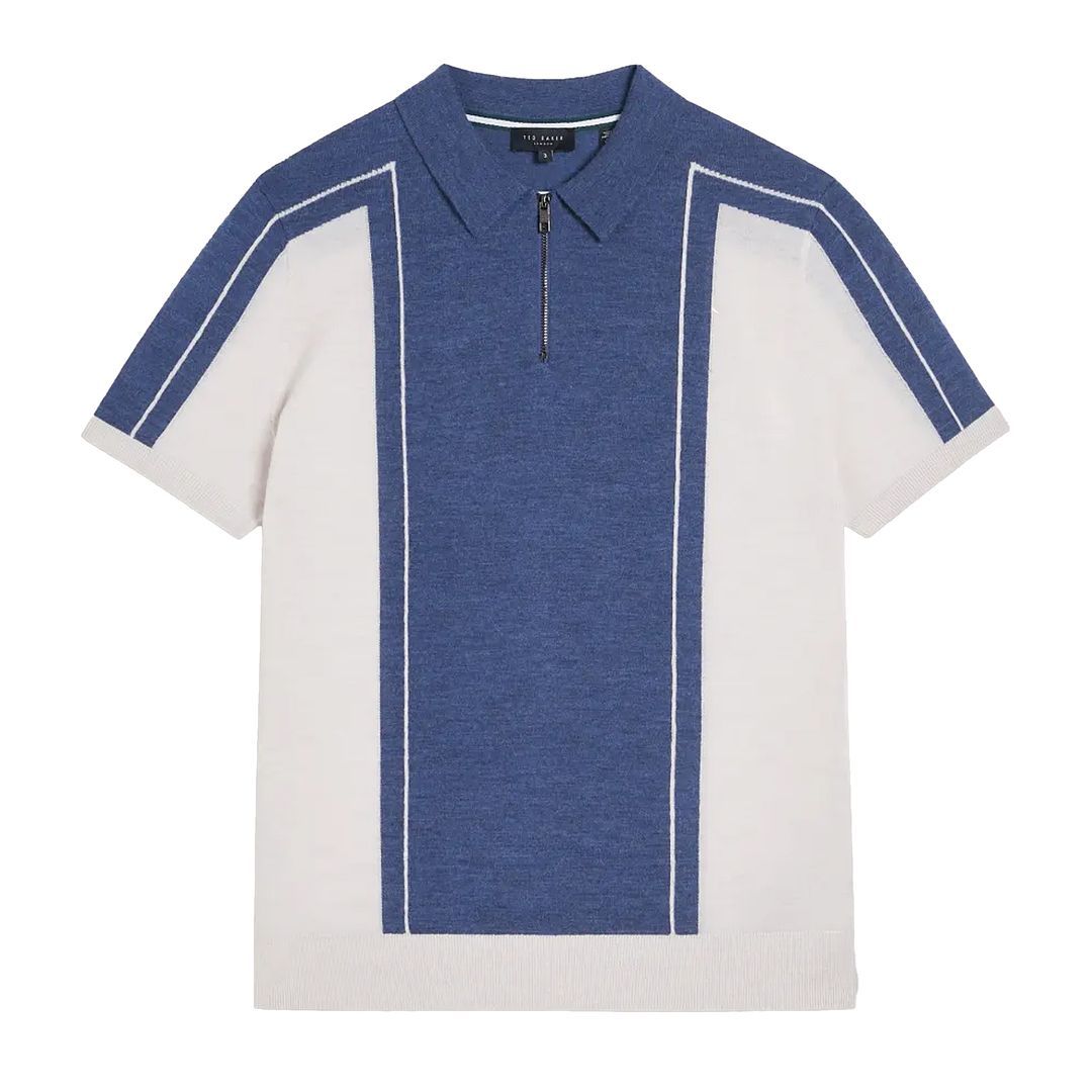 Retro Panel Polo-Shirt mit Reißverschluss