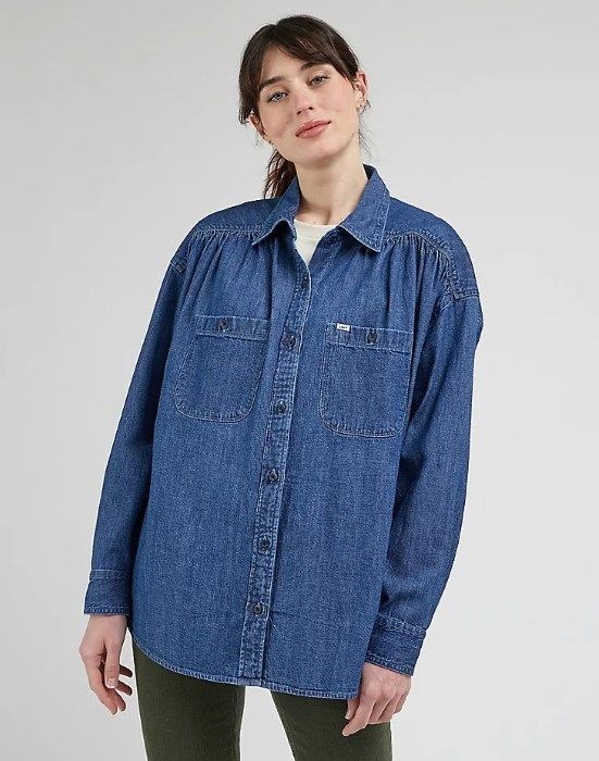 Oversize Jeanshemd mit Knopfleiste