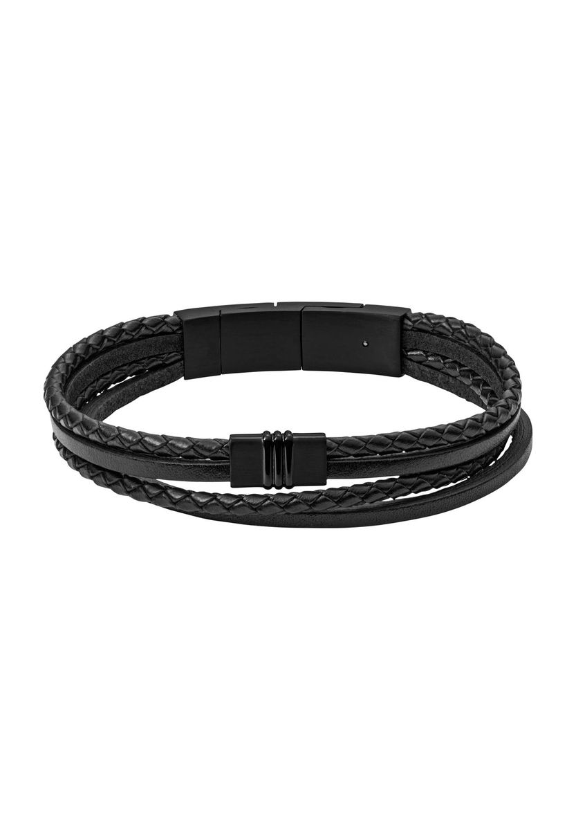 Herren Mehrstrangarmband aus schwarzem Leder