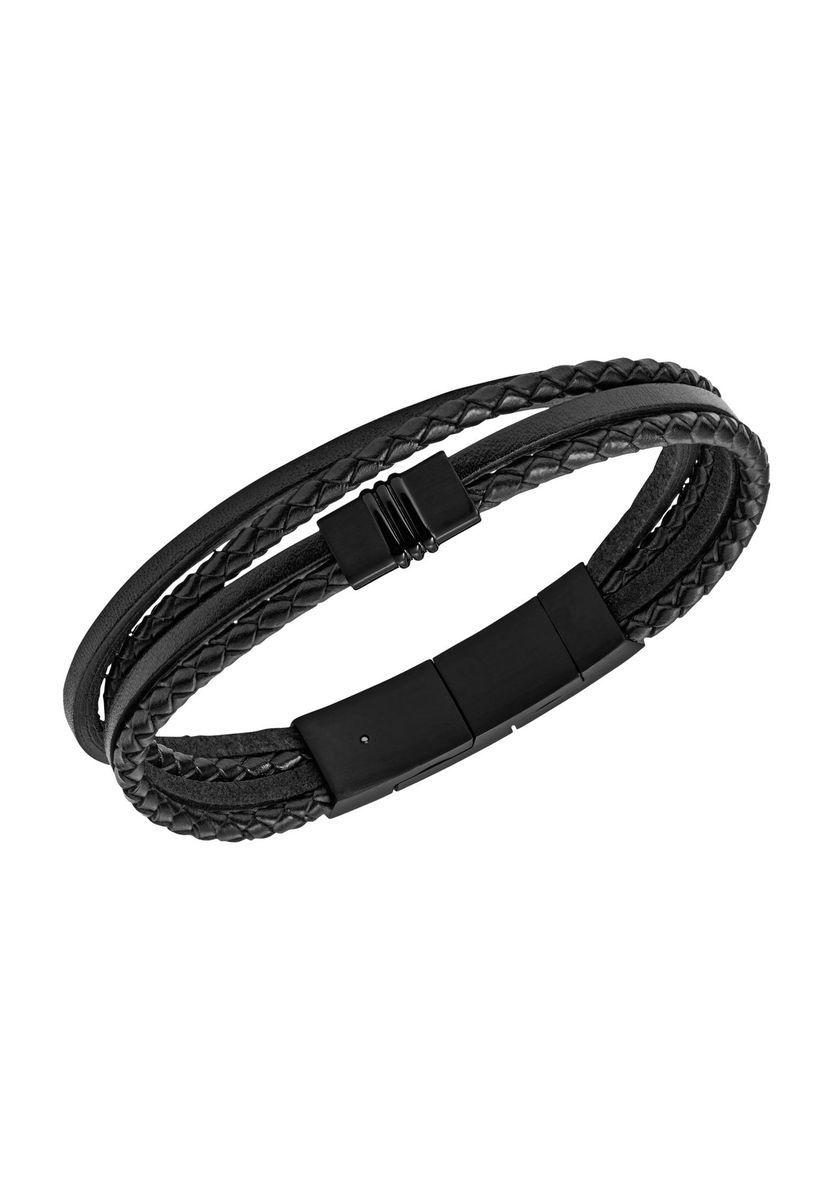 Herren Mehrstrangarmband aus schwarzem Leder