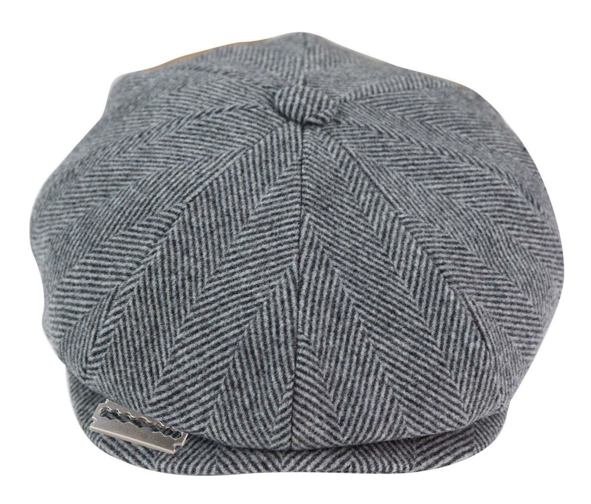 Herringbone Tweed Schirmmütze Rasierklinge Detail