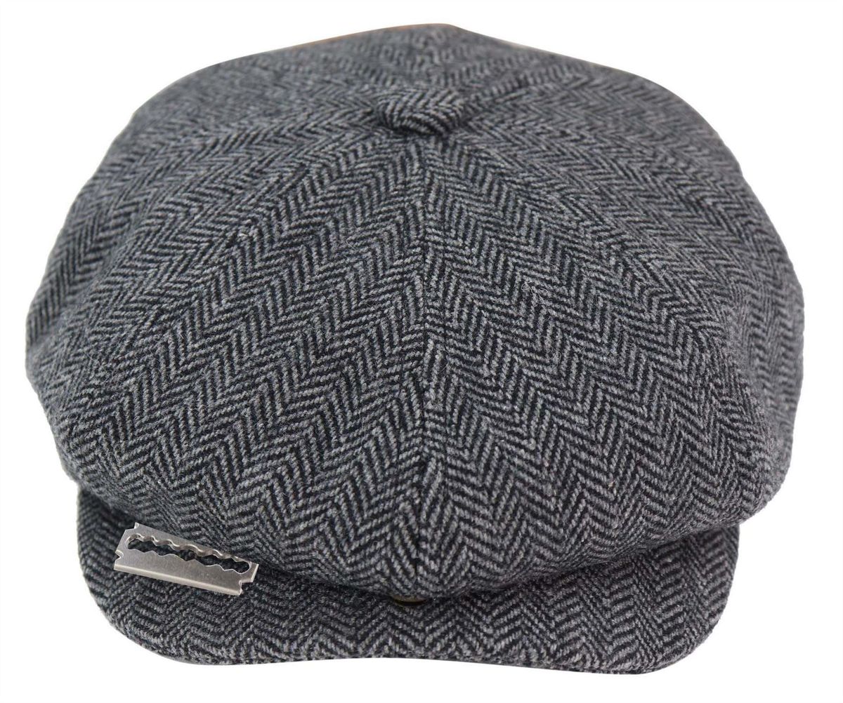 Herringbone Tweed Schirmmütze Rasierklinge Detail
