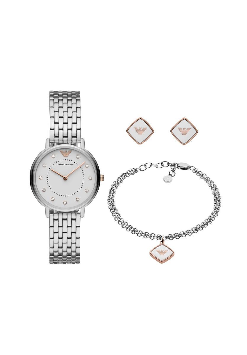 Damen Silberfarbenes Uhrenset mit Armband