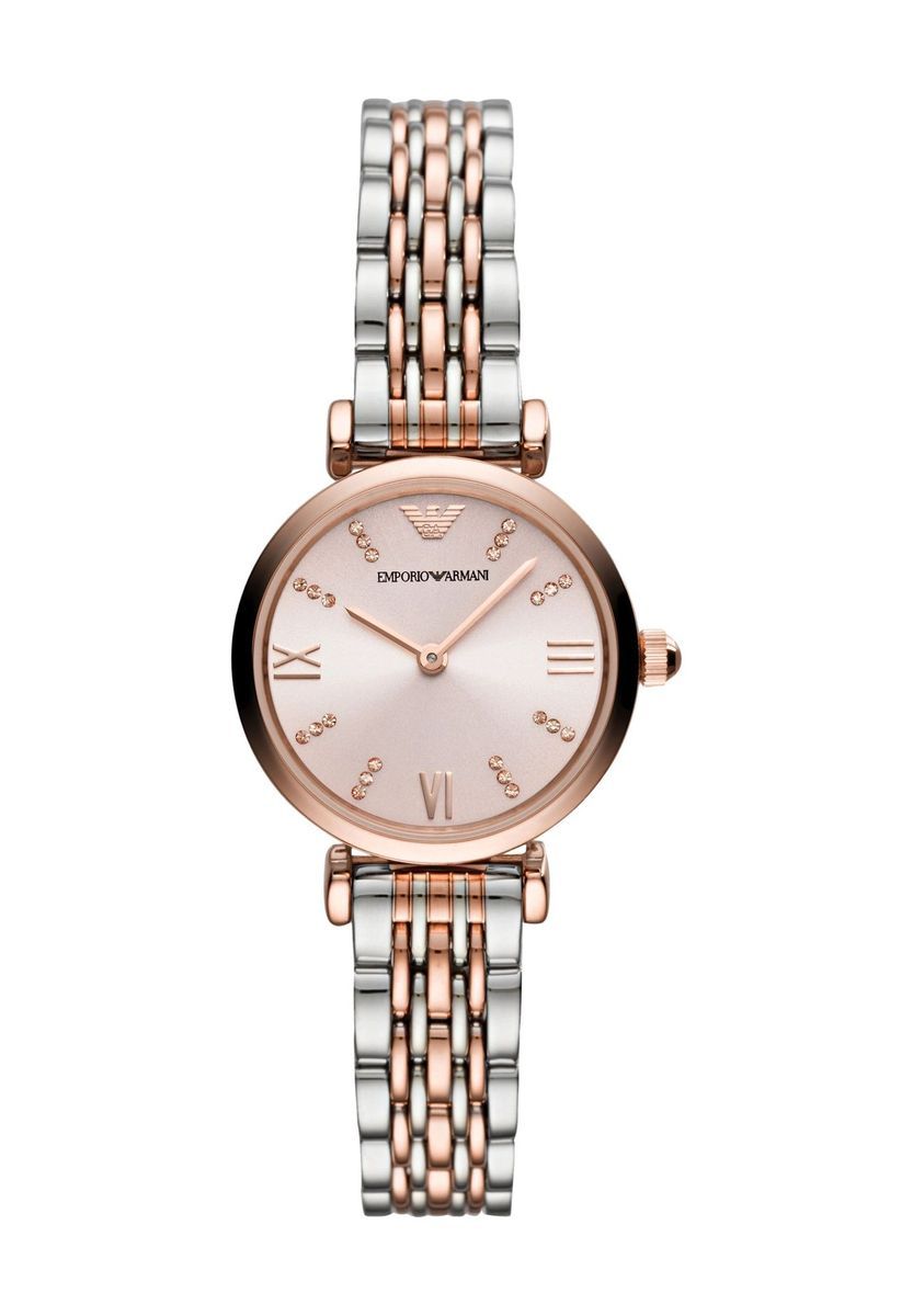 Elegante Bicolor Damenuhr mit Kristallen