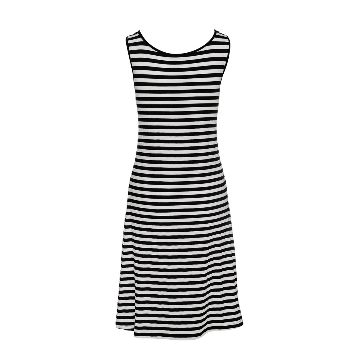 Gestreiftes ärmelloses Kleid mit Bindegürtel