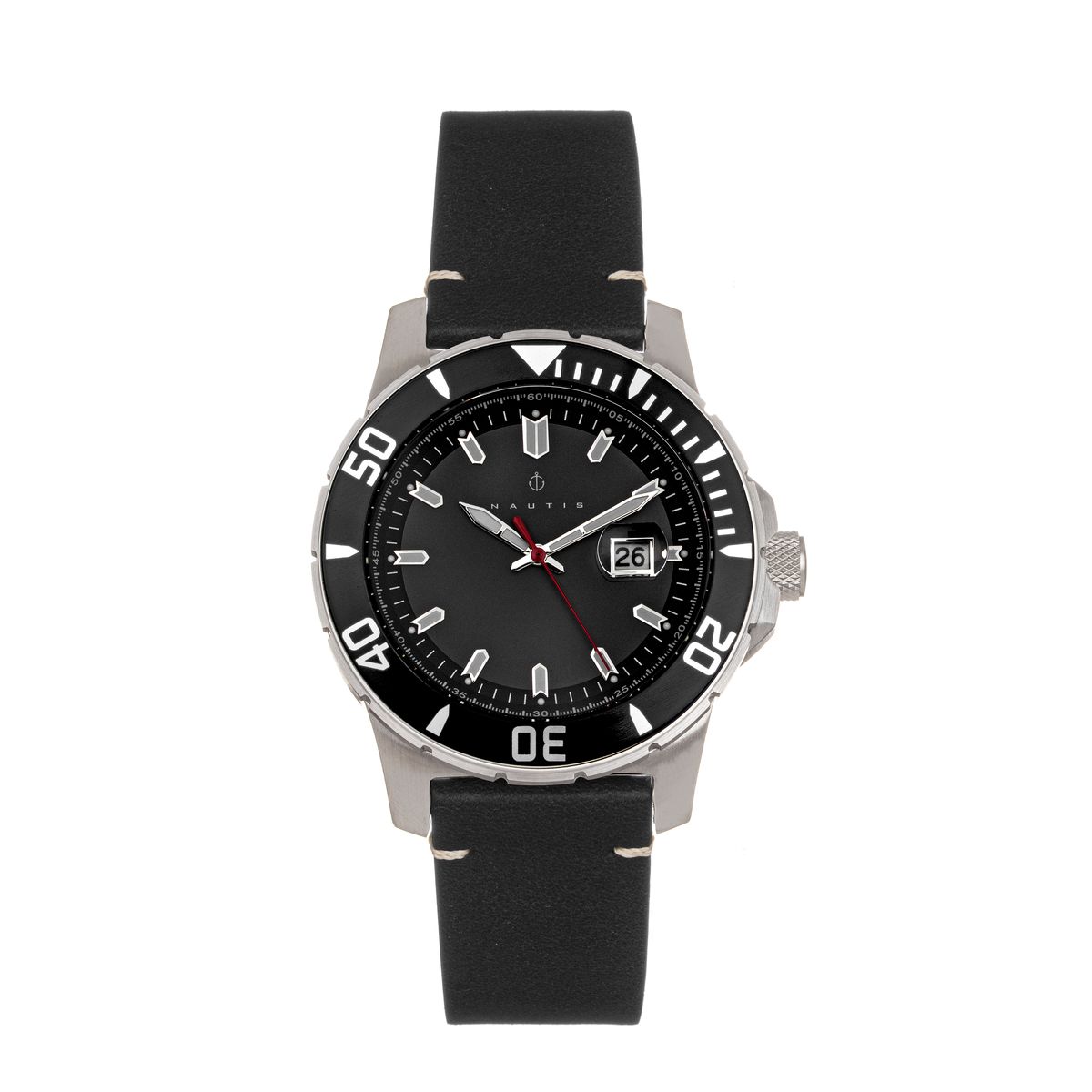 Dive Pro schwarze Lederuhr
