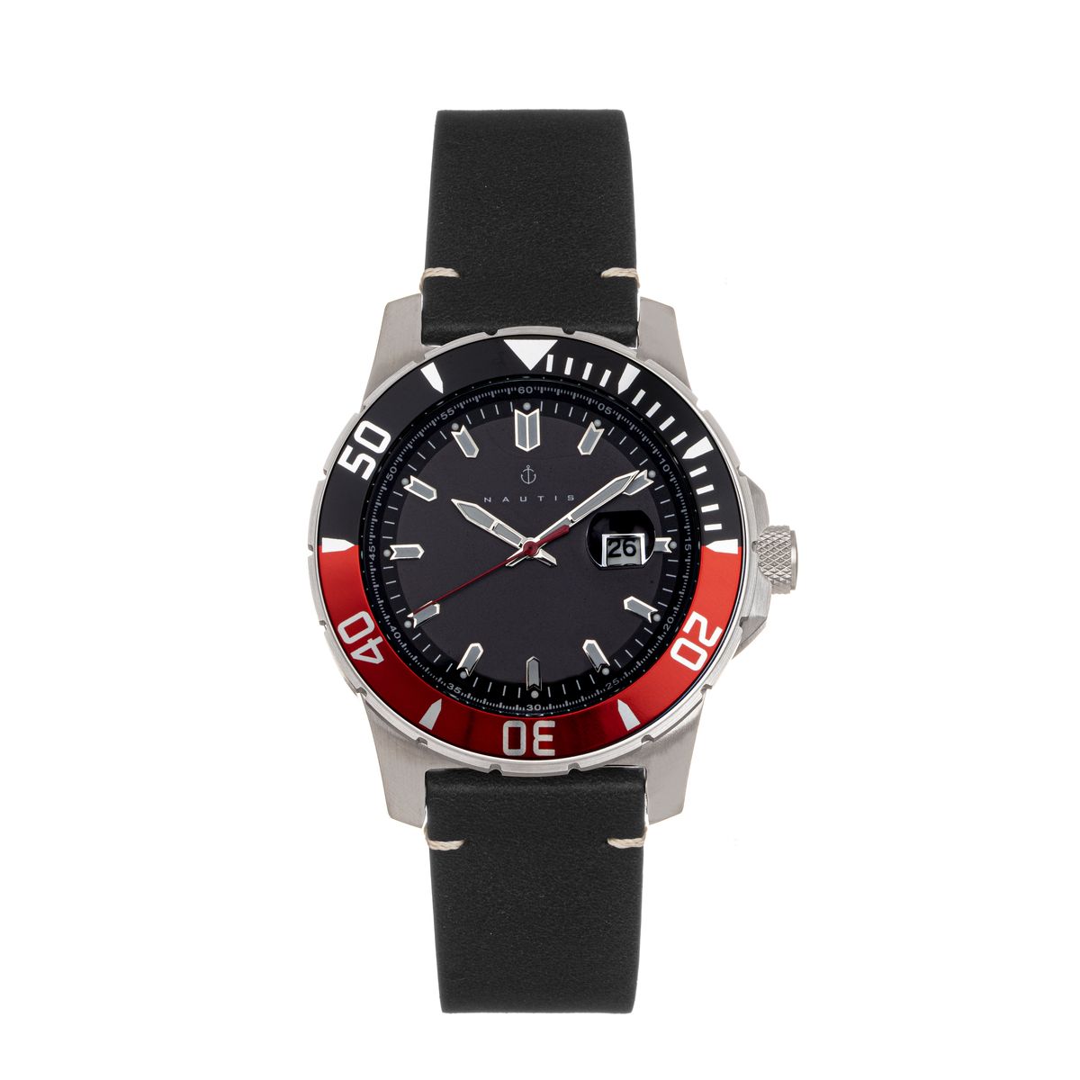 Dive Pro schwarze Lederuhr