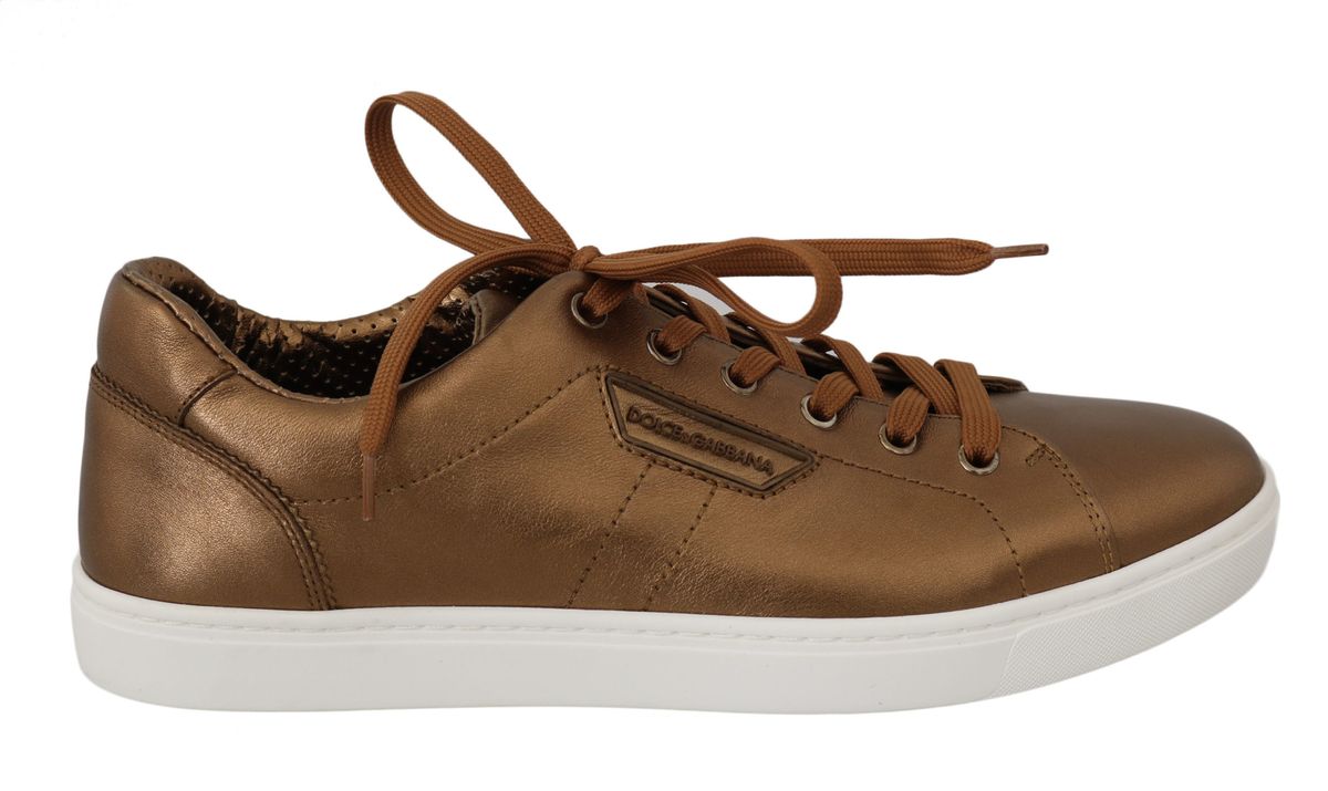 Metallic Gold Leder Low-Top Sneakers