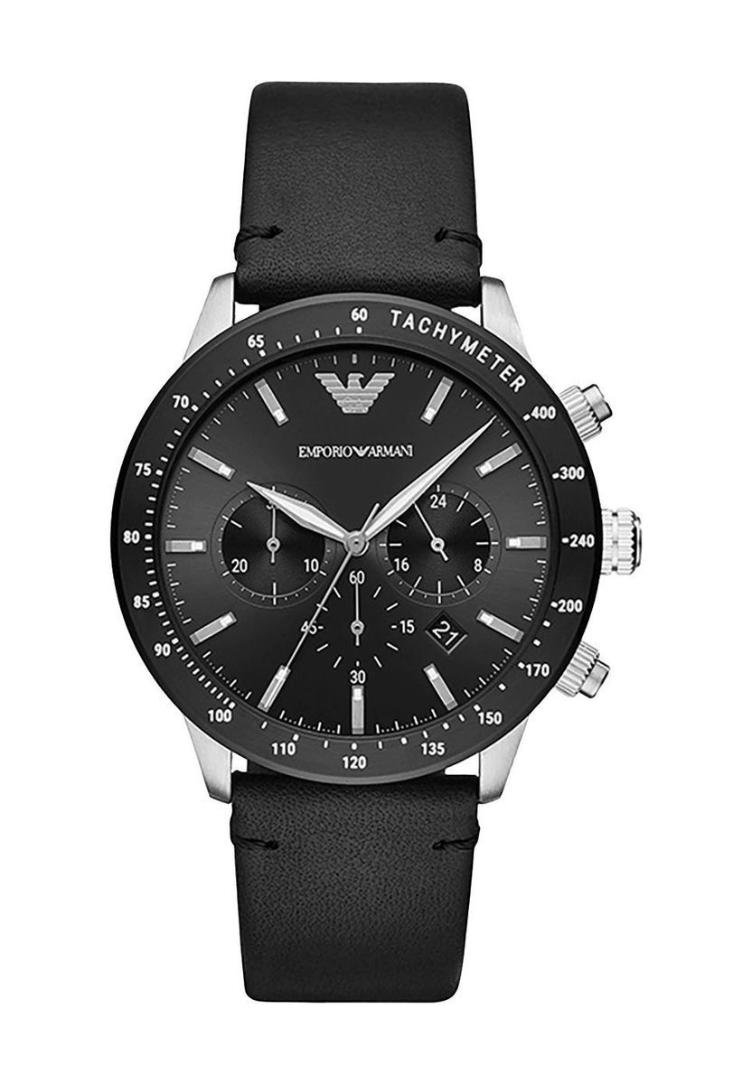 Elegante Chronograph Uhr mit schwarzem Zifferblatt