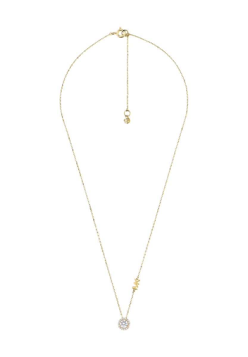 Elegante goldfarbene Halskette mit Kristall-Halo-Anhänger