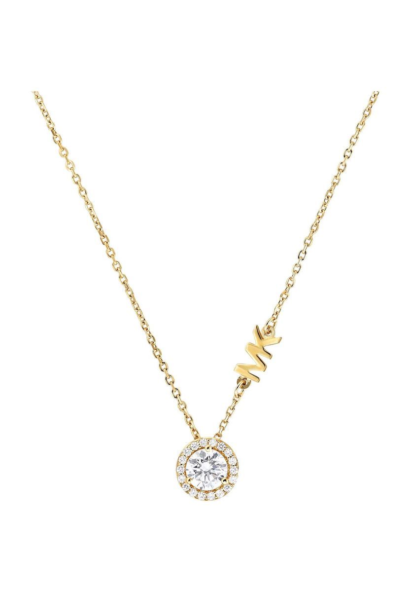 Elegante goldfarbene Halskette mit Kristall-Halo-Anhänger